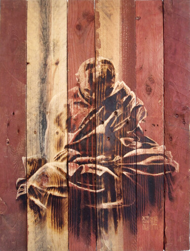 Pintura titulada "Souffle" por Etienne Carreno, Obra de arte original, Grabado Montado en Panel de madera