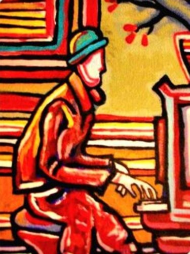 Painting titled "Le pianiste" by Étienne Charlebois, Original Artwork, Acrylic