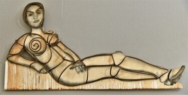 Sculptuur getiteld "Hommage à Edouard M…" door Etienne Frouin (E9 Inertion), Origineel Kunstwerk, Hout