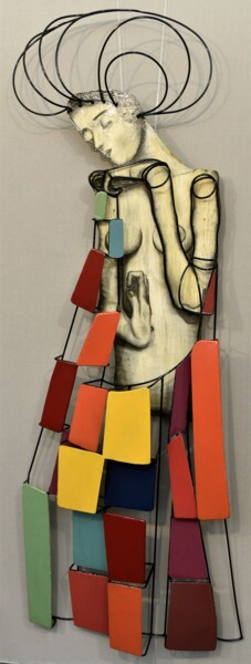 Скульптура под названием "Contemplation with…" - Etienne Frouin (E9 Inertion), Подлинное произведение искусства, Дерево
