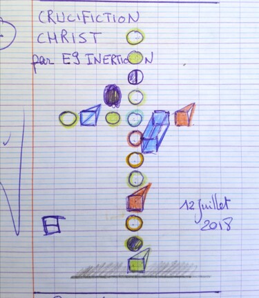 Dessin intitulée "Croix - souvenir d'…" par Etienne Frouin (E9 Inertion), Œuvre d'art originale, Métaux