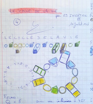 Desenho intitulada "Le cycle de la vie" por Etienne Frouin (E9 Inertion), Obras de arte originais