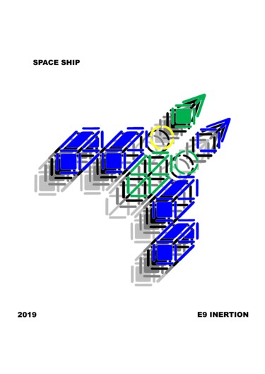 Цифровое искусство под названием "SPACE SHIP" - Etienne Frouin (E9 Inertion), Подлинное произведение искусства, 2D Цифровая…