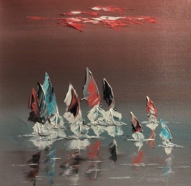 Painting titled "Plaisir de naviguer" by Etienne Guérinaud, Original Artwork, Oil Mounted on Other rigid panel