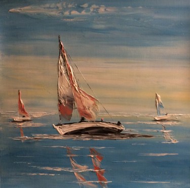 Painting titled "Quel plaisir de nav…" by Etienne Guérinaud, Original Artwork, Oil Mounted on Other rigid panel