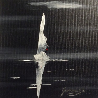 Painting titled "En blanc" by Etienne Guérinaud, Original Artwork, Oil Mounted on Other rigid panel