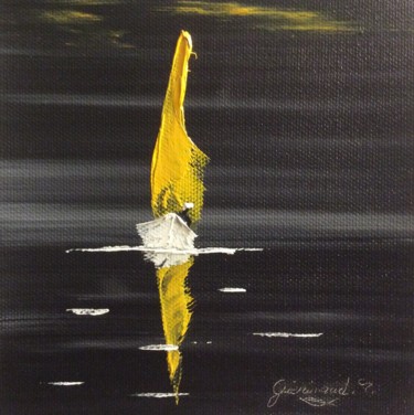 Painting titled "En jaune" by Etienne Guérinaud, Original Artwork, Oil Mounted on Other rigid panel