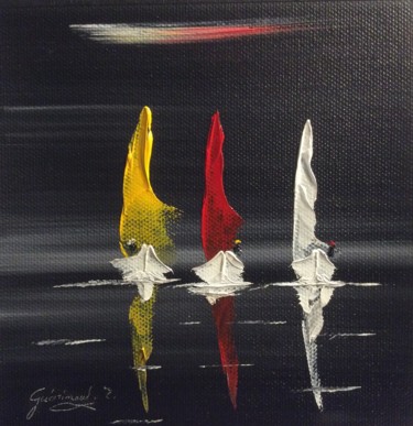 Painting titled "Les 3 couleurs" by Etienne Guérinaud, Original Artwork, Oil Mounted on Other rigid panel