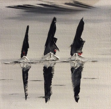 Painting titled "Les 3 black" by Etienne Guérinaud, Original Artwork, Oil Mounted on Other rigid panel