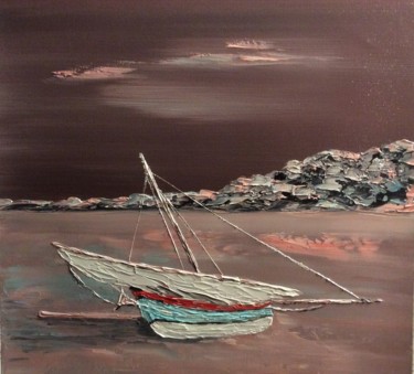 Painting titled "A marée basse" by Etienne Guérinaud, Original Artwork, Oil Mounted on Other rigid panel