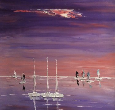 Painting titled "Marée basse pour no…" by Etienne Guérinaud, Original Artwork, Oil Mounted on Other rigid panel