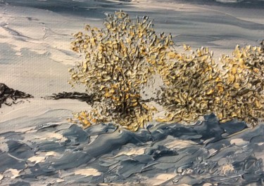 Painting titled "Paysage hivernal" by Etienne Guérinaud, Original Artwork, Oil