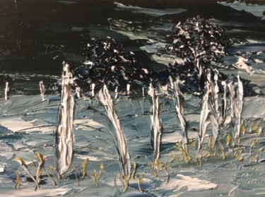 Peinture intitulée "Le crépuscule hiver…" par Etienne Guérinaud, Œuvre d'art originale, Huile