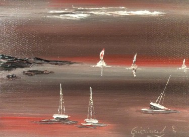 Peinture intitulée "Les 3 mats au repos" par Etienne Guérinaud, Œuvre d'art originale, Huile Monté sur Autre panneau rigide