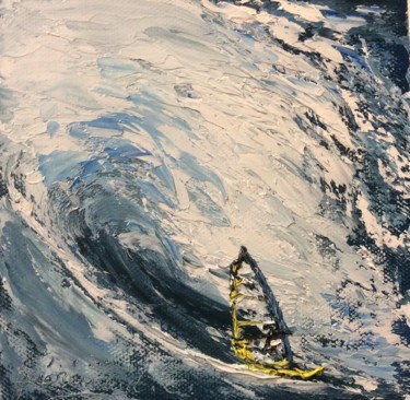 Pittura intitolato "Le surfeur" da Etienne Guérinaud, Opera d'arte originale, Olio Montato su Altro pannello rigido