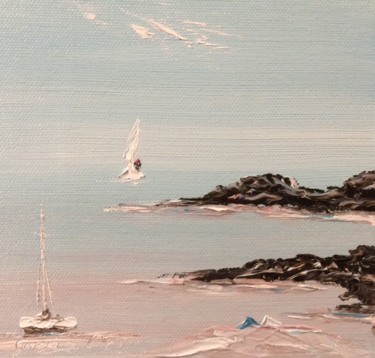 Peinture intitulée "La côte bord de mer" par Etienne Guérinaud, Œuvre d'art originale, Huile Monté sur Autre panneau rigide