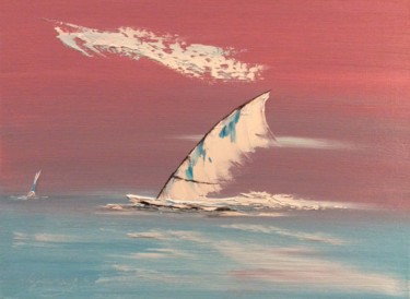 Painting titled "Plaisir de surfer" by Etienne Guérinaud, Original Artwork, Oil Mounted on Wood Stretcher frame