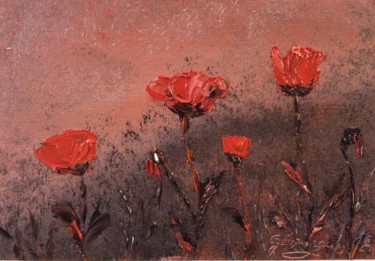 Peinture intitulée "Fleur de mes rêves" par Etienne Guérinaud, Œuvre d'art originale, Huile Monté sur Autre panneau rigide