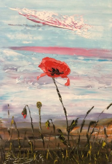 Pintura intitulada "Belle fleur" por Etienne Guérinaud, Obras de arte originais, Óleo Montado em Outro painel rígido