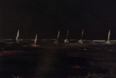 Malerei mit dem Titel "Voyage au coeur de…" von Etienne Guérinaud, Original-Kunstwerk, Öl Auf Andere starre Platte montiert