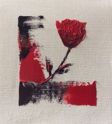 Painting titled "Coquelicot en solo" by Etienne Guérinaud, Original Artwork, Oil Mounted on Other rigid panel