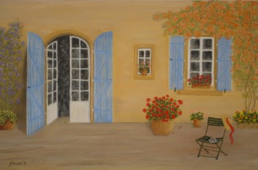 Dessin intitulée "La terrasse" par Etienne Guérinaud, Œuvre d'art originale, Pastel