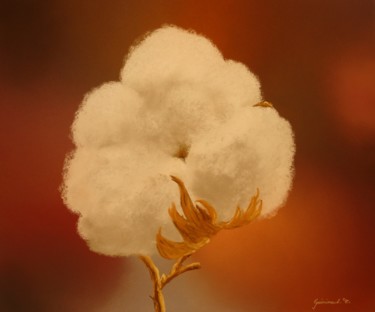 Dibujo titulada "Fleur de coton (2)" por Etienne Guérinaud, Obra de arte original, Pastel Montado en Otro panel rígido