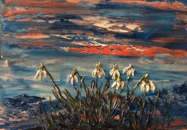 Peinture intitulée "Perce neige" par Etienne Guérinaud, Œuvre d'art originale, Huile Monté sur Autre panneau rigide