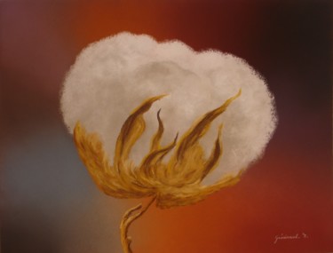 Dessin intitulée "Fleur de coton (7)" par Etienne Guérinaud, Œuvre d'art originale, Pastel