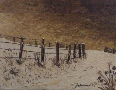 Peinture intitulée "Le grand froid" par Etienne Guérinaud, Œuvre d'art originale, Huile Monté sur Châssis en bois