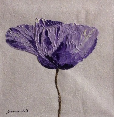 Painting titled "Coquelicot violet (…" by Etienne Guérinaud, Original Artwork, Oil