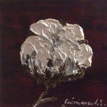 Painting titled "Fleur de coton (6)" by Etienne Guérinaud, Original Artwork, Oil