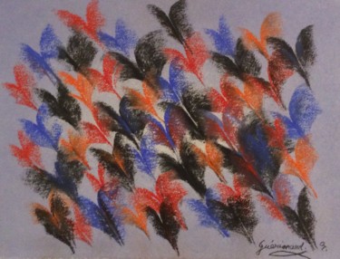 Dibujo titulada "Vol de papillon" por Etienne Guérinaud, Obra de arte original, Pastel Montado en Vidrio