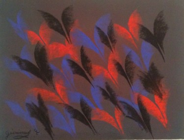 Dessin intitulée "Les papillons" par Etienne Guérinaud, Œuvre d'art originale, Pastel Monté sur Verre
