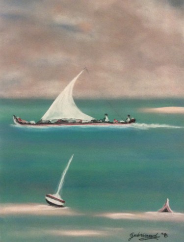 Рисунок под названием "Petite promenade" - Etienne Guérinaud, Подлинное произведение искусства, Пастель Установлен на Стекло