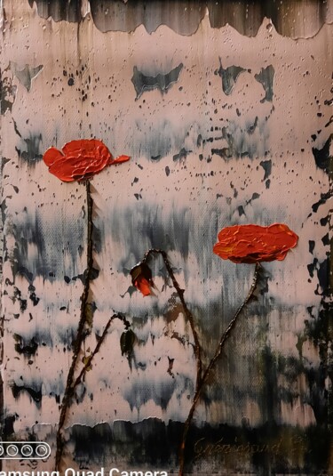 Peinture intitulée "Rouge sur fond clair" par Etienne Guérinaud, Œuvre d'art originale, Huile Monté sur Autre panneau rigide