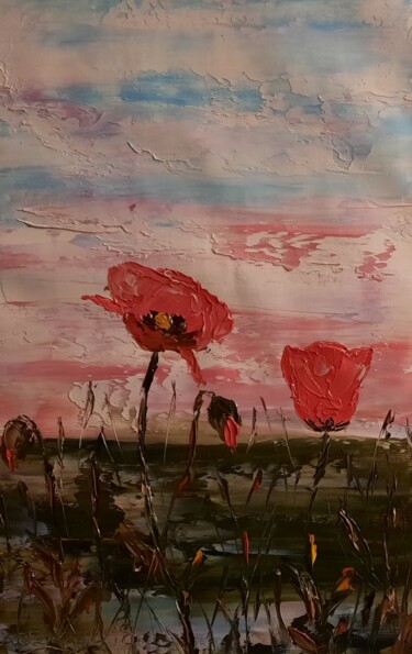 Peinture intitulée "Prairie en fleurs" par Etienne Guérinaud, Œuvre d'art originale, Huile Monté sur Autre panneau rigide