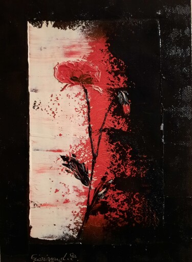 Painting titled "Rouge noir et blanc" by Etienne Guérinaud, Original Artwork, Oil Mounted on Other rigid panel