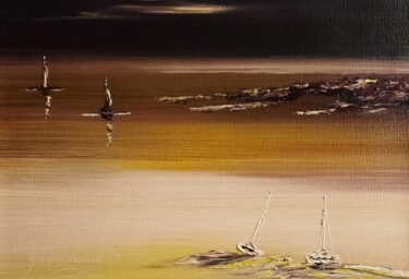 Peinture intitulée "Le sable fin" par Etienne Guérinaud, Œuvre d'art originale, Huile Monté sur Autre panneau rigide