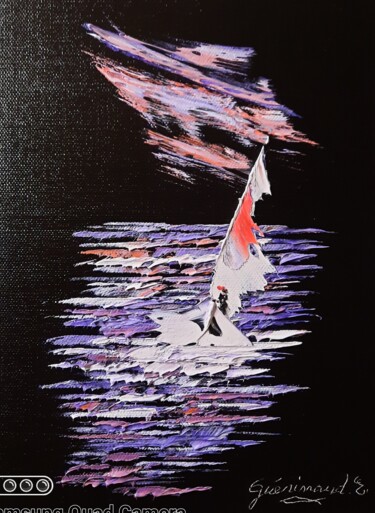 Peinture intitulée "Seule dans la nuit" par Etienne Guérinaud, Œuvre d'art originale, Huile Monté sur Autre panneau rigide