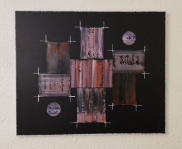Collages titled "Peinture abstraite 1" by Etienne Guérinaud, Original Artwork, Tape Mounted on Wood Stretcher frame