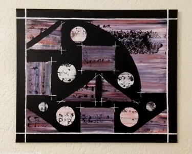 Painting titled "Abstraite 3" by Etienne Guérinaud, Original Artwork, Collages Mounted on Wood Stretcher frame