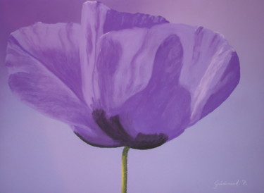 Dessin intitulée "Coquelicot violet (…" par Etienne Guérinaud, Œuvre d'art originale, Pastel Monté sur Carton