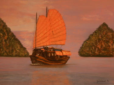 Dessin intitulée "Voyage en Thailande" par Etienne Guérinaud, Œuvre d'art originale, Pastel Monté sur Carton