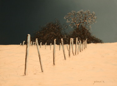 Dessin intitulée "Chez moi en hiver" par Etienne Guérinaud, Œuvre d'art originale, Pastel Monté sur Carton