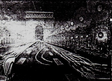 「Les Champs-Elysées」というタイトルの絵画 Etienne Saint-Michelによって, オリジナルのアートワーク, オイル