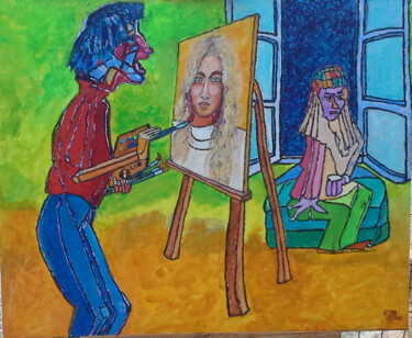 Painting titled "Le Peintre - Artist…" by Etienne Saint-Michel, Original Artwork, Acrylic Mounted on Wood Stretcher frame