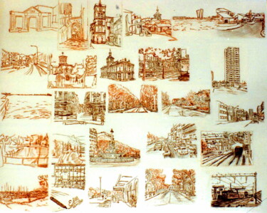 Desenho intitulada "Ville de Valence (D…" por Etienne Saint-Michel, Obras de arte originais, Lápis