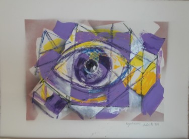 Drawing titled "Regard mauve" by De Grati, Original Artwork, Acrylic