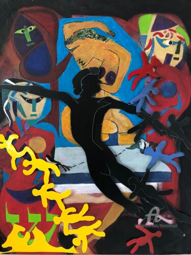 제목이 "Composition II"인 미술작품 Étienne Dupé로, 원작, 기름 나무 들것 프레임에 장착됨